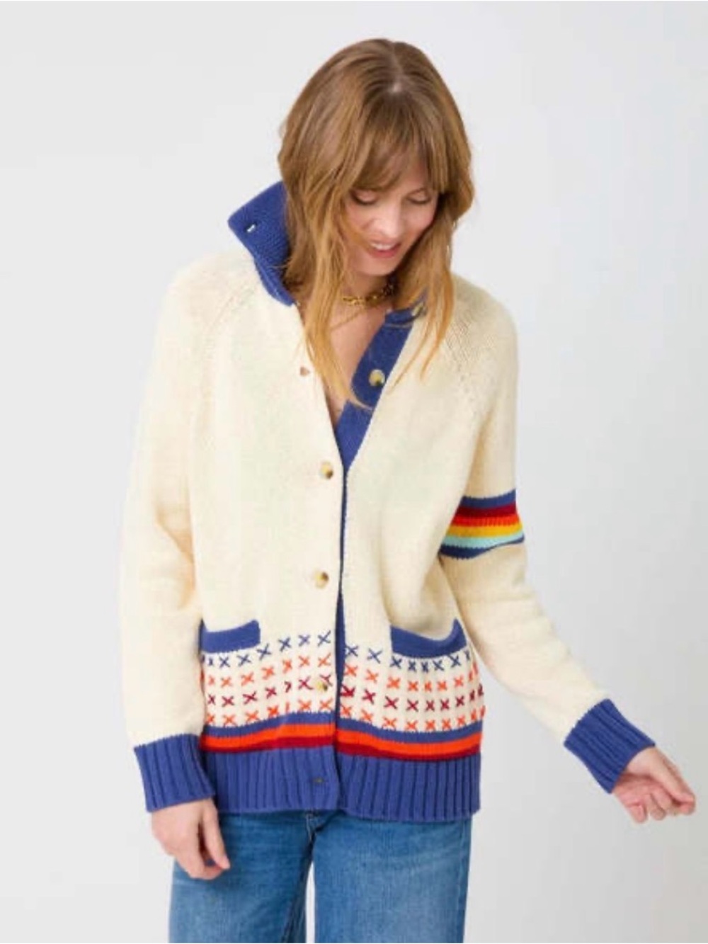 Kerri Rosenthal Joy Imperfect Heart Sweater Coat in birch medium